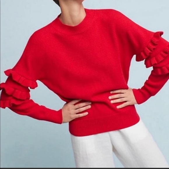 Anthropologie Linedot Ruffled Sleeve 